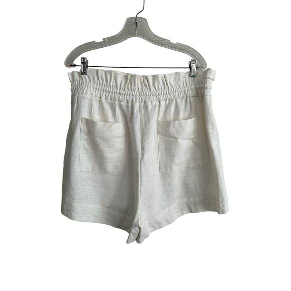 NEW House of Harlow 1960 High Waisted Ivory Linen Blend Pocket Shorts Size Large - Picture 6 of 6